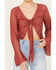 Image #2 - Wild Moss Women's Tie Front Textured Top, Red, hi-res