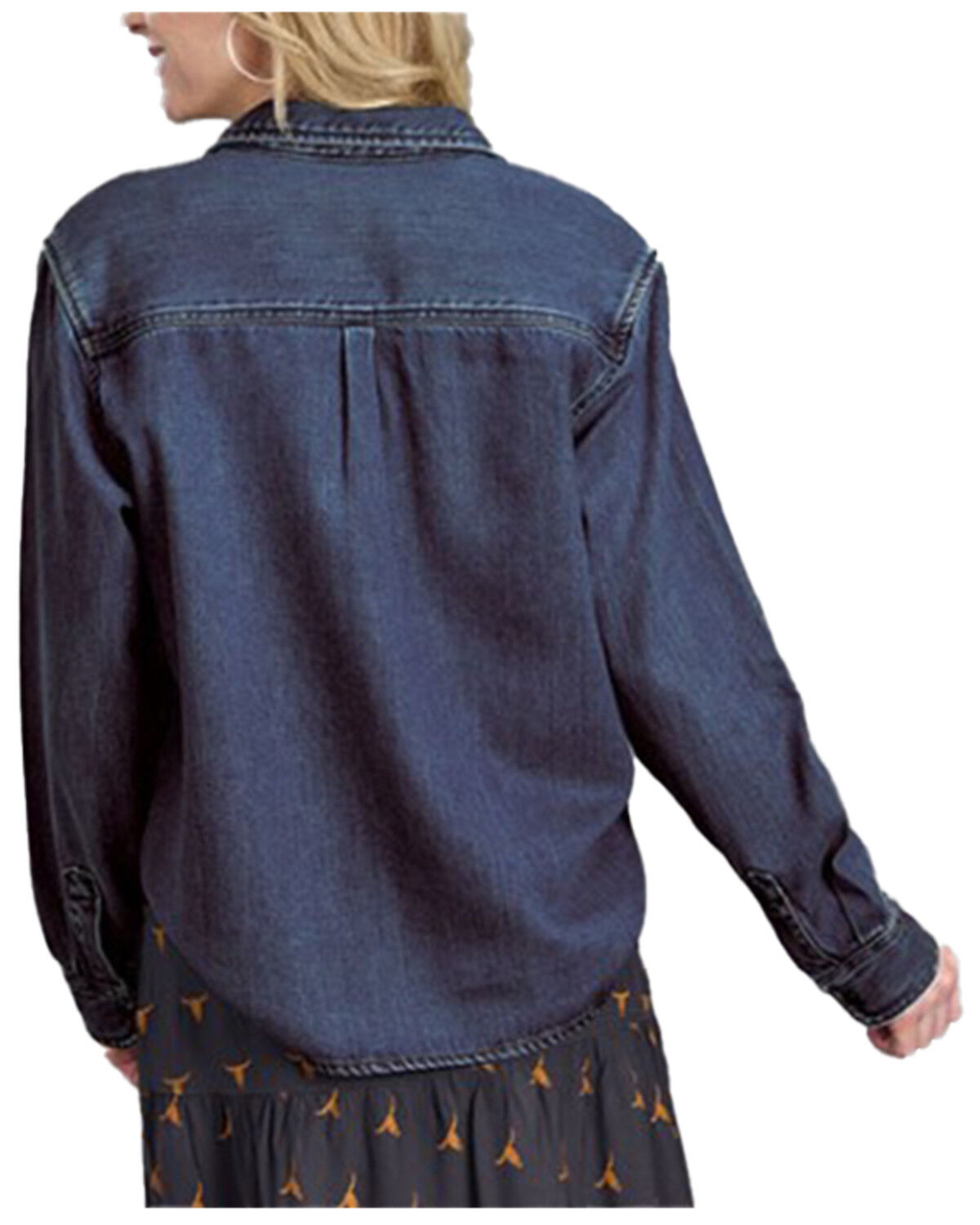 Image #2 - Stetson Women's Dark Wash Denim Long Sleeve Snap Western Shirt, Dark Wash, hi-res