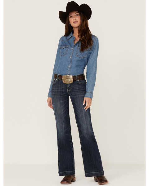 Image #1 - Stetson Women's 214 Trouser Flare Jeans , Blue, hi-res