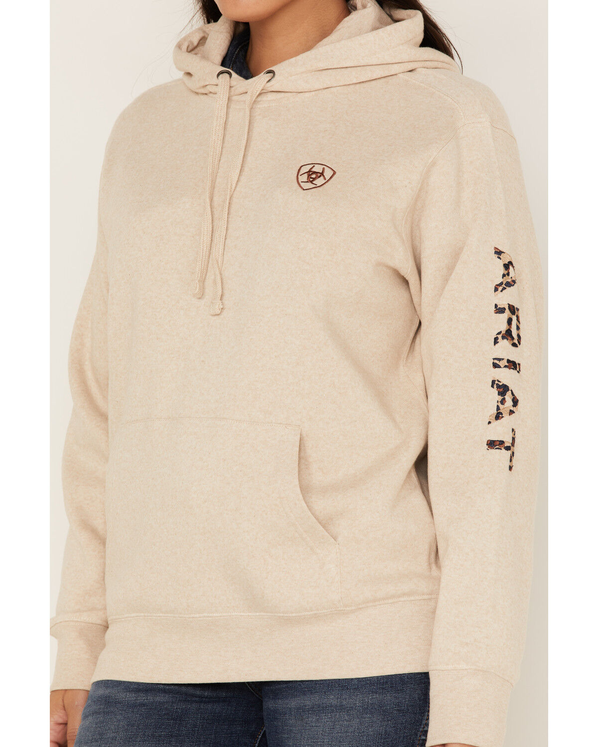 Image #3 - Ariat Women's Boot Barn Exclusive Embroidered Logo Hoodie, Tan, hi-res