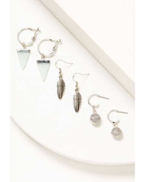 Image #1 - Shyanne Women's Semi-Precious Dangle Earrings - 3-Set, Silver, hi-res