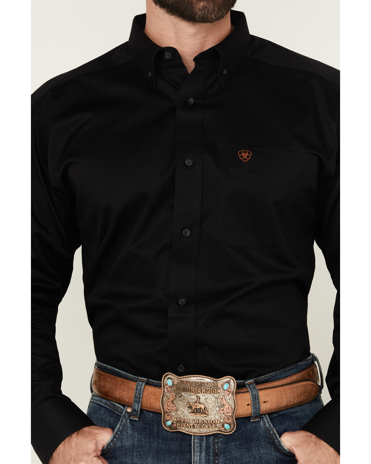 Image #3 - Ariat Men's Twill Long Sleeve Western Shirt - Big & Tall, Black, hi-res