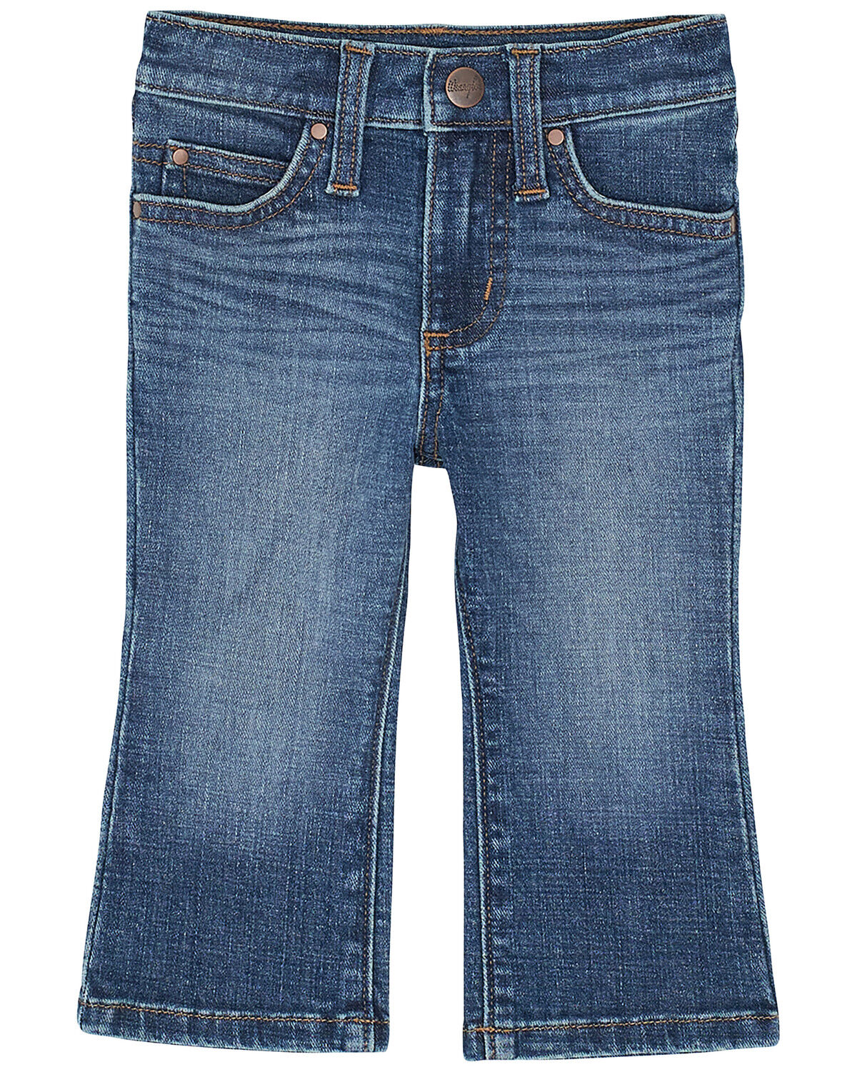 Image #2 - Wrangler Infant Girls' Dark Wash Bootcut Denim Jeans, Blue, hi-res