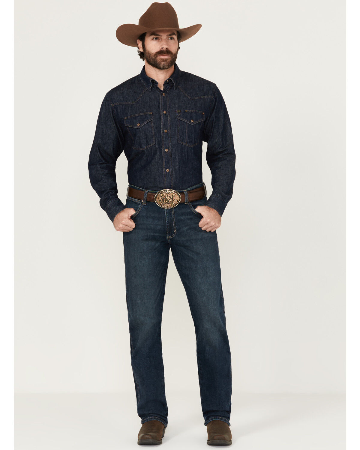 Image #1 - Wrangler Retro Men's Melbourne Dark Wash Slim Straight Stretch Denim Jeans - Tall, Dark Wash, hi-res