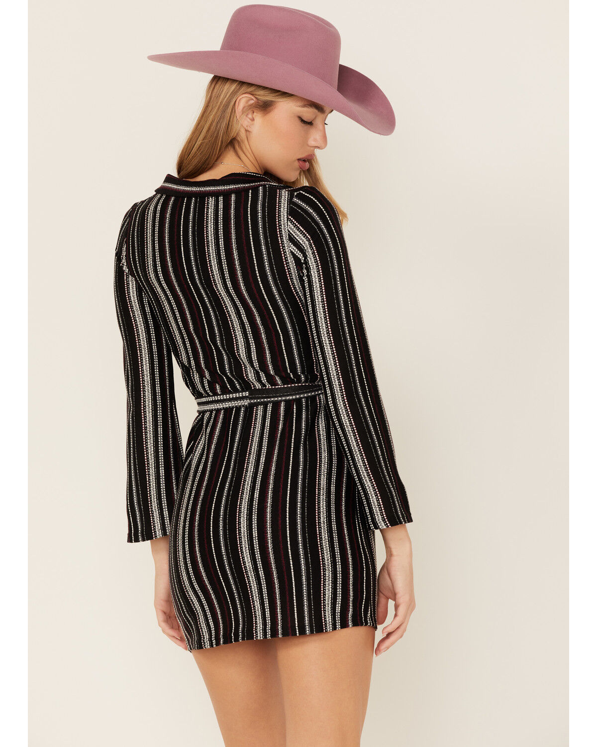 Image #4 - Sadie & Sage Women's Never Too Much Stripe Mini Dress, Black, hi-res