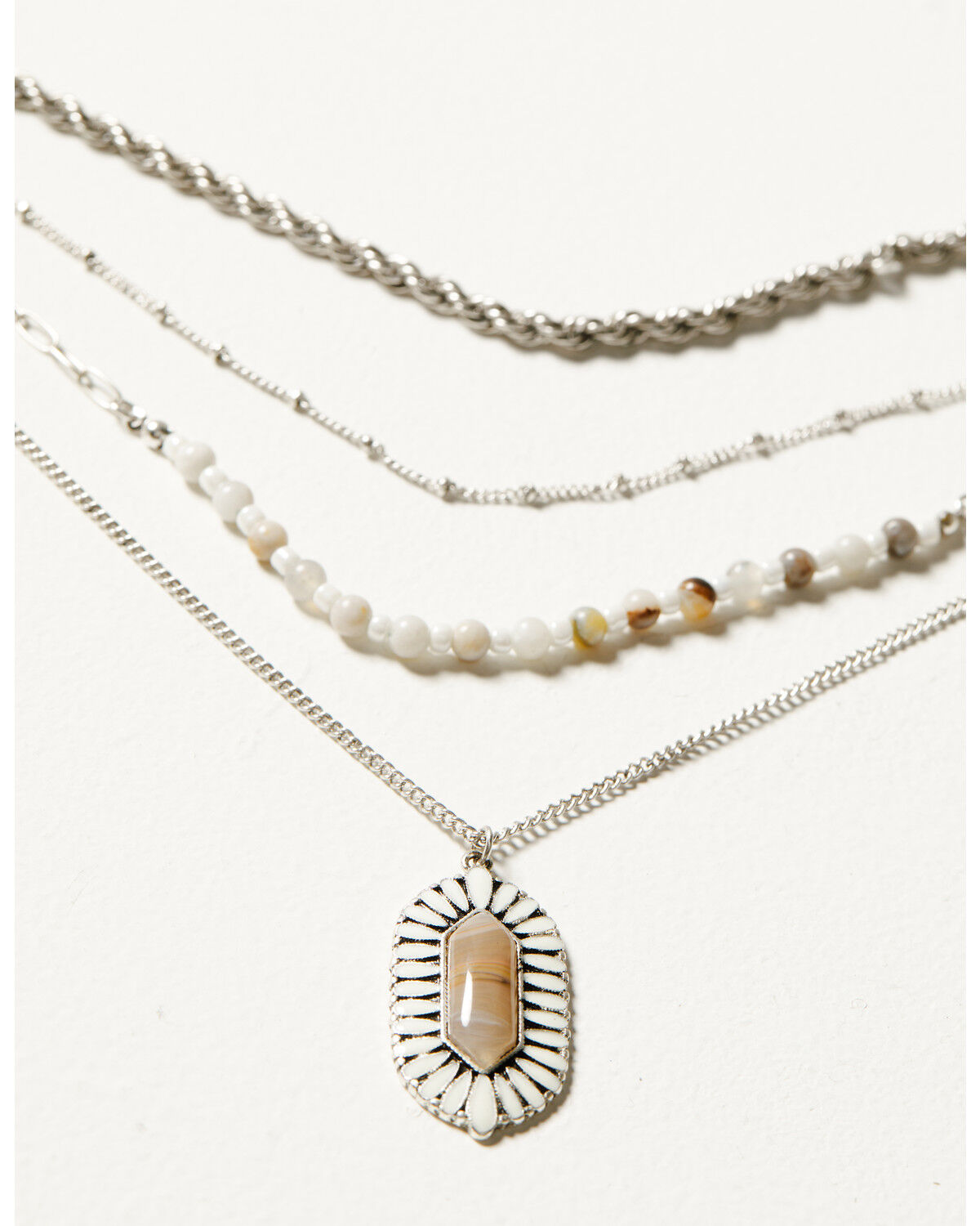 Image #2 - Shyanne Women's Beaded and Pendant Layer Necklace, Silver, hi-res