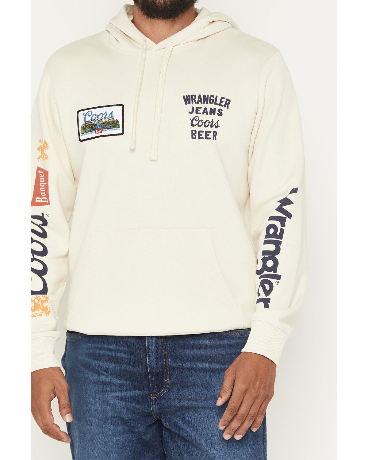 Image #3 - Wrangler X Coors Banquet Men's Logo Sleeve Hoodie, , hi-res