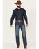 Image #1 - Cinch Men's White Label Relaxed Fit Denim Jeans Dark Stonewash Denim Jeans, No Color, hi-res