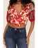 Image #3 - Band of the Free Women's Beautiful Noise Floral Print Crop Top, Red, hi-res