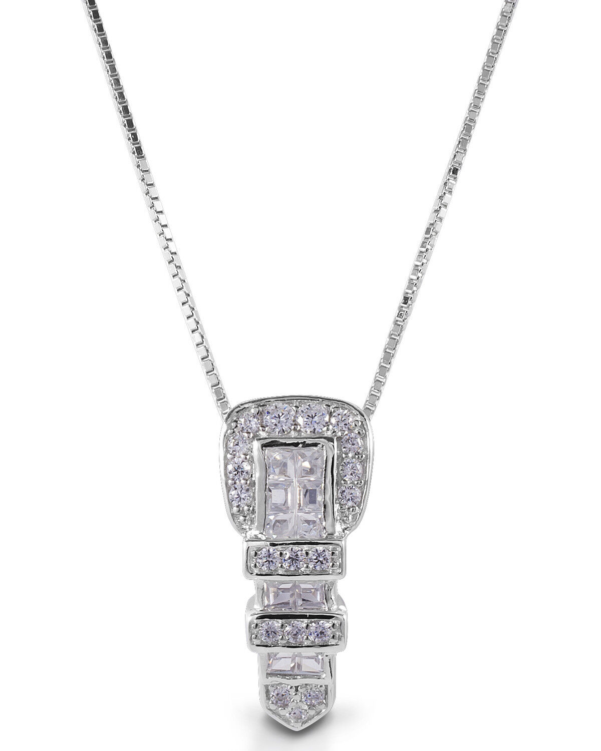 Image #1 - Kelly Herd Women's Clear Ranger Style Buckle Pendant Necklace, Silver, hi-res