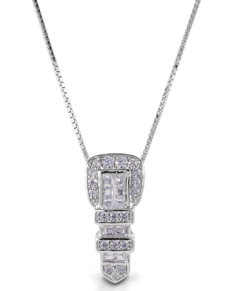  Kelly Herd Women's Clear Ranger Style Buckle Pendant Necklace, Silver, hi-res
