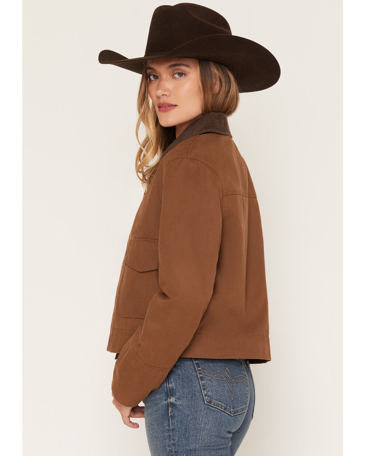 Image #4 - Stoosh Women's Corduroy Collar Barn Jacket, Brown, hi-res