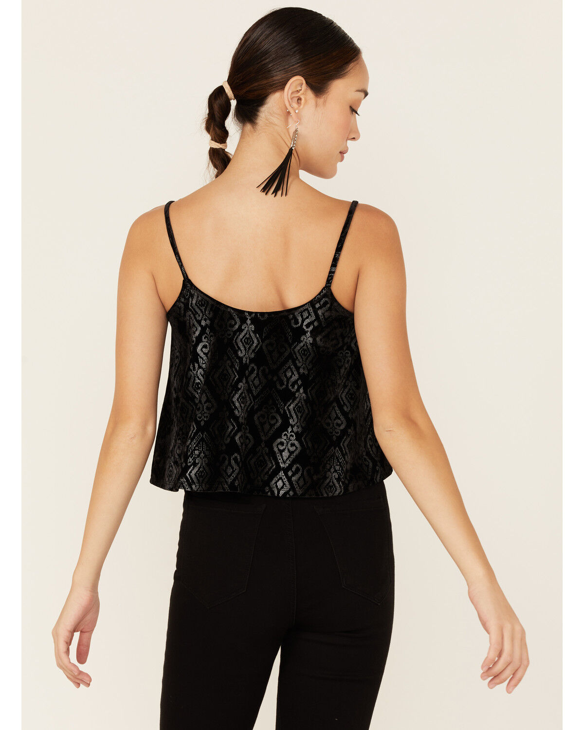Image #3 - Saints & Hearts Women's Southwestern Velvet Cami Top, Black, hi-res