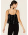 Image #3 - Saints & Hearts Women's Southwestern Velvet Cami Top, Black, hi-res