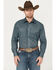 Image #1 - Roper Men's Amarillo Geo Print Long Sleeve Pearl Snap Western Shirt, Dark Grey, hi-res