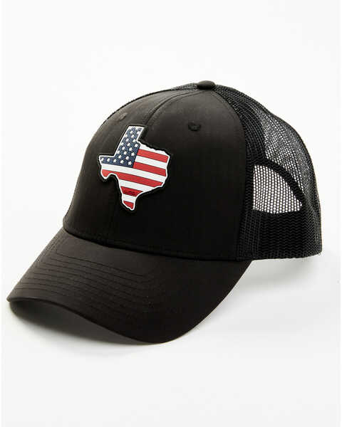 Howitzer Men's Texas Star & Stripes Patch Mesh Back Baseball Cap, Black, hi-res