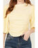 Image #3 - Beyond The Radar Women's Puff Sleeve Ruched Shirt, Yellow, hi-res