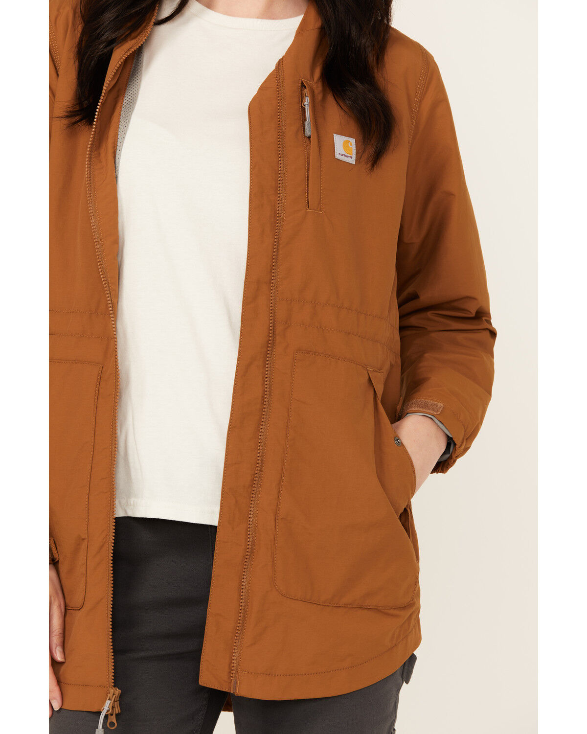 Image #3 - Carhartt Women's Relaxed Fit Lightweight Water Repellent Jacket, Tan, hi-res