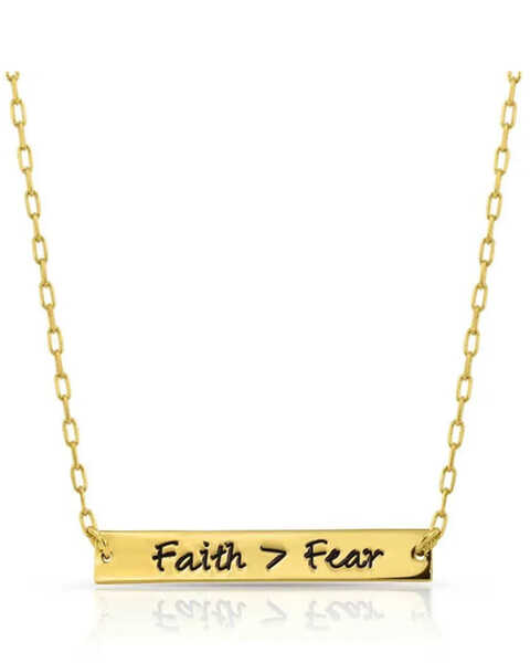 Montana Silversmiths Women's Gold Faith Is Greater Than Fear Necklace, Silver, hi-res