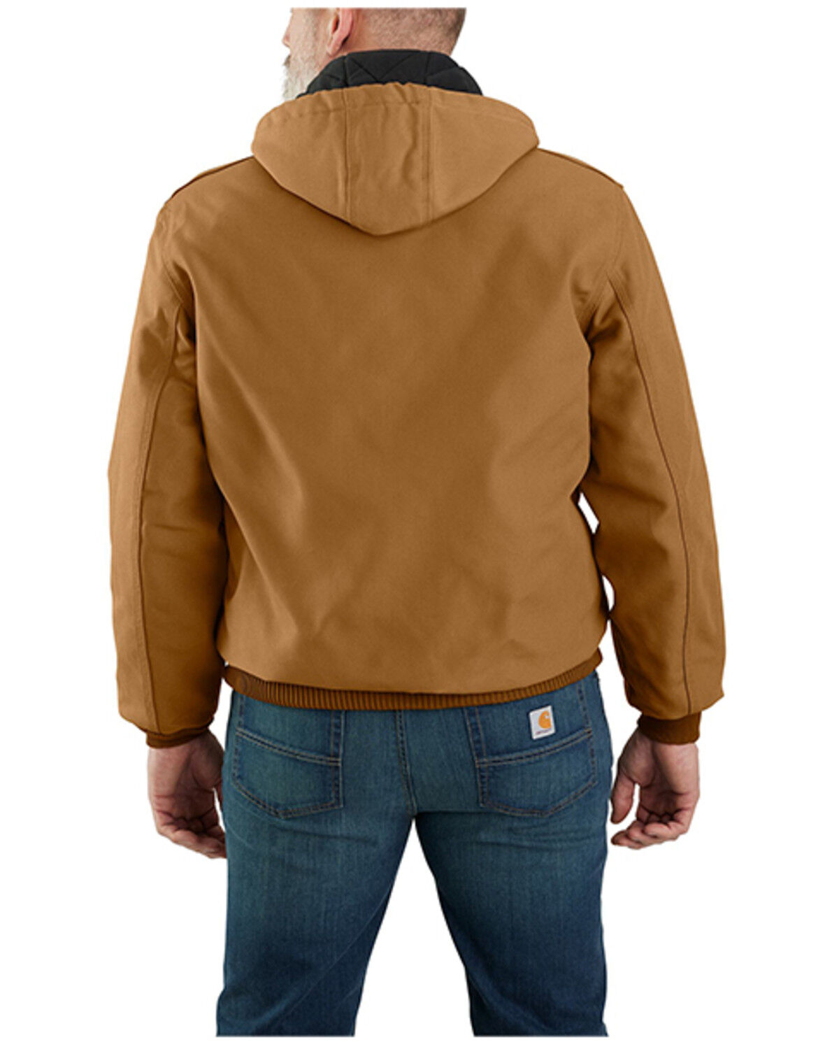 Image #2 - Carhartt Men's Flannel Lined Loose Fit Firm Duck Active Jacket - Tall, Brown, hi-res