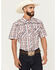 Image #1 - Cowboy Hardware Men's Austin Plaid Print Short Sleeve Snap Western Shirt, Orange, hi-res