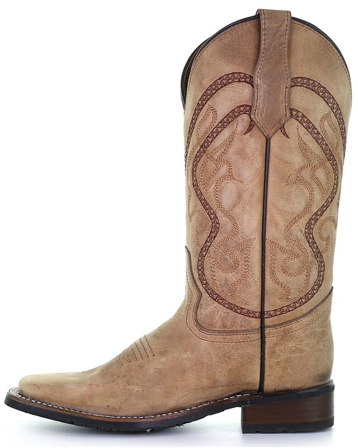 Image #3 - Circle G Women's Saddle Embroidered Leather Western Boot - Broad Square Toe, Tan, hi-res