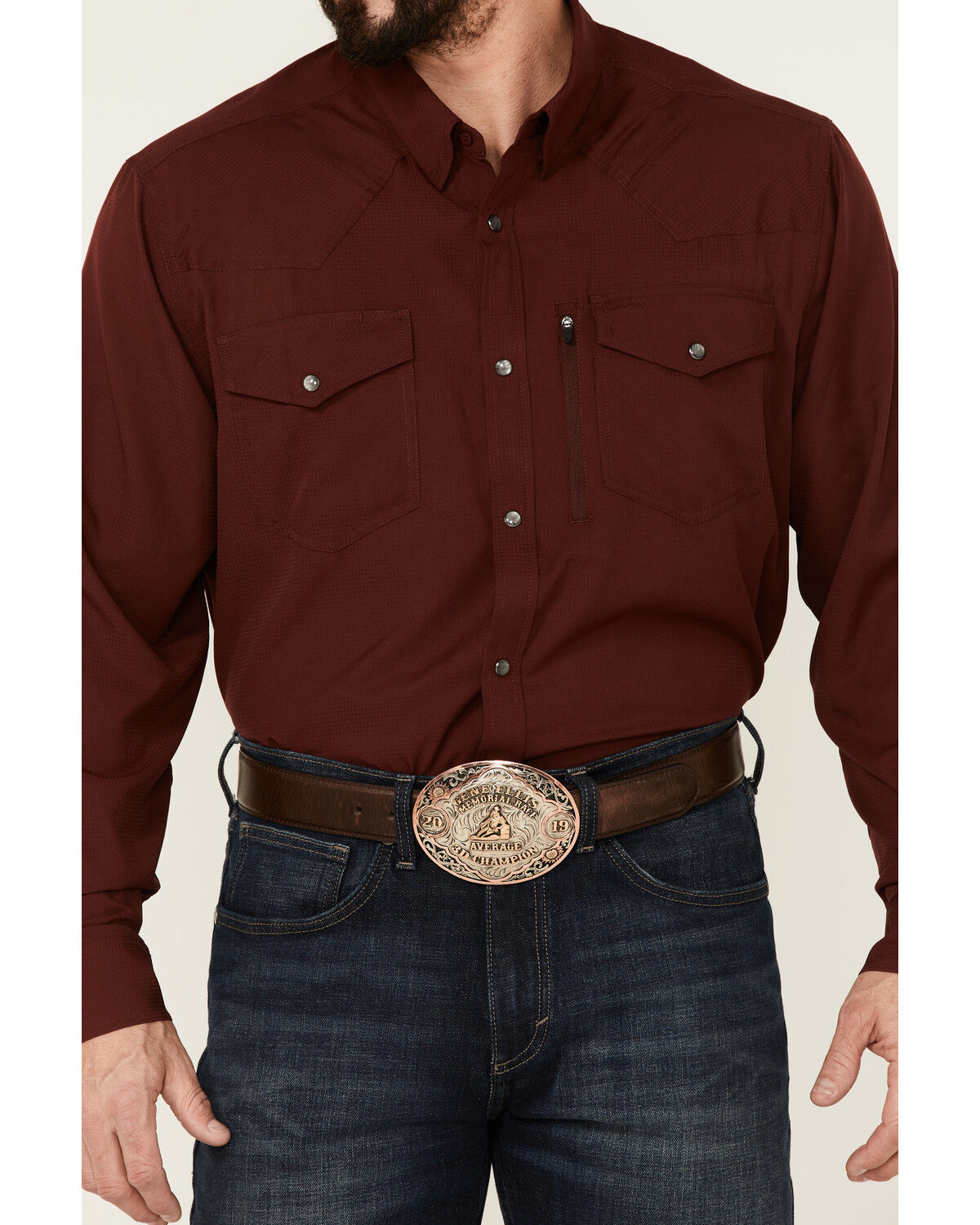 Image #3 - RANK 45® Men's Roughie Performance Long Sleeve Snap Solid Western Shirt, , hi-res