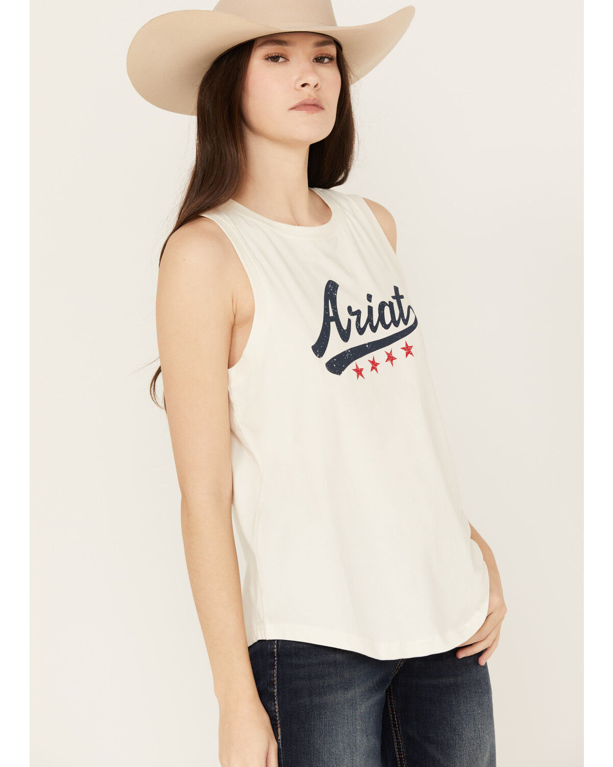 Image #2 - Ariat Women's Retro Logo Tank, Ivory, hi-res