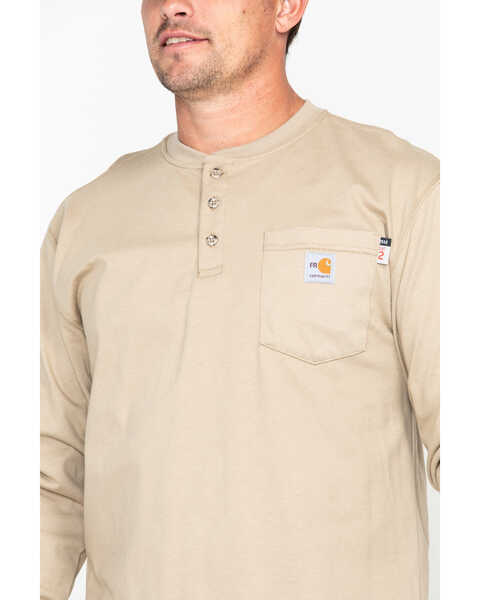 Image #4 - Carhartt Men's FR Solid Long Sleeve Work Henley Shirt - Big & Tall, Beige/khaki, hi-res