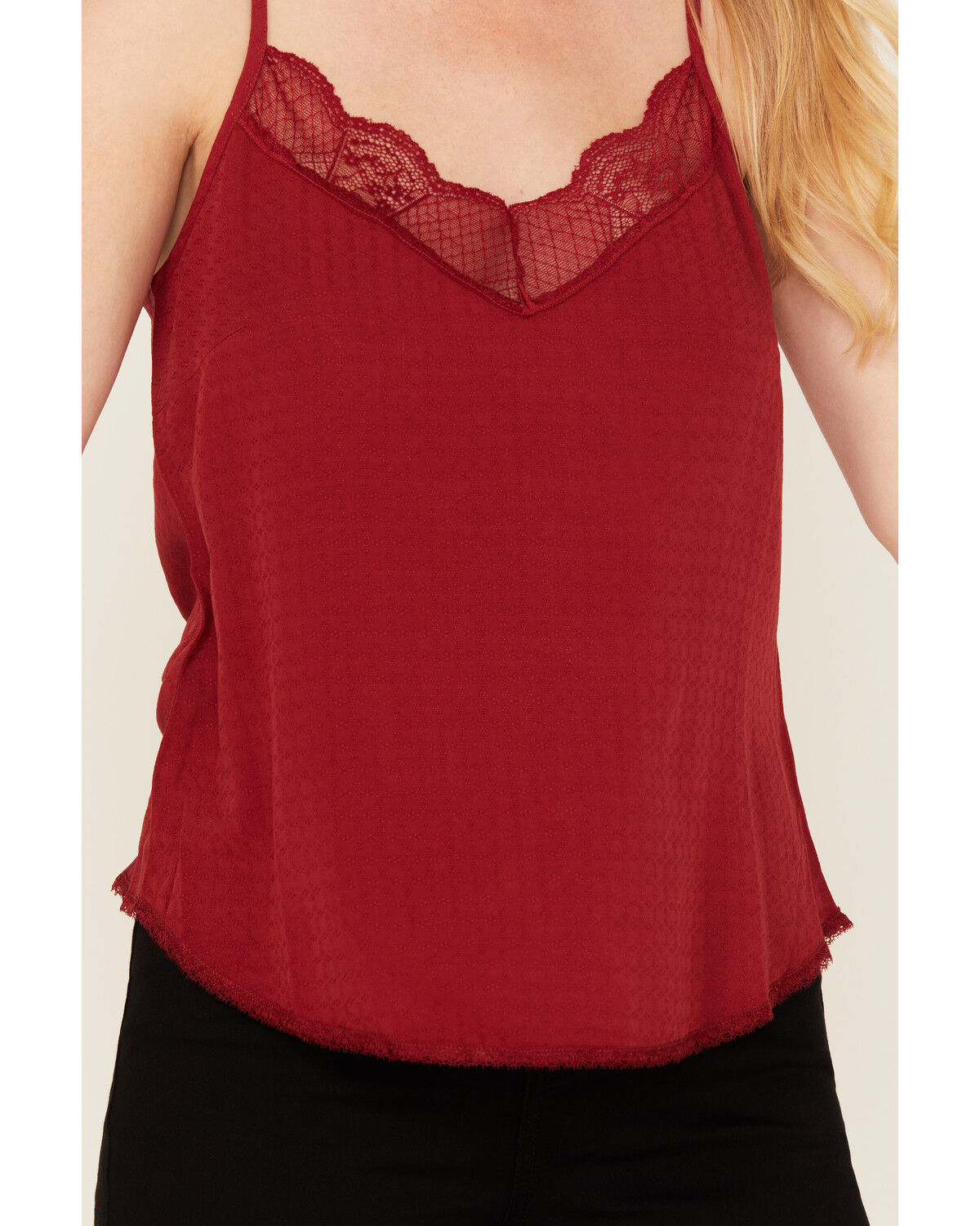 Image #3 - Idyllwind Women's Randa Lace Trim Cami, Wine, hi-res
