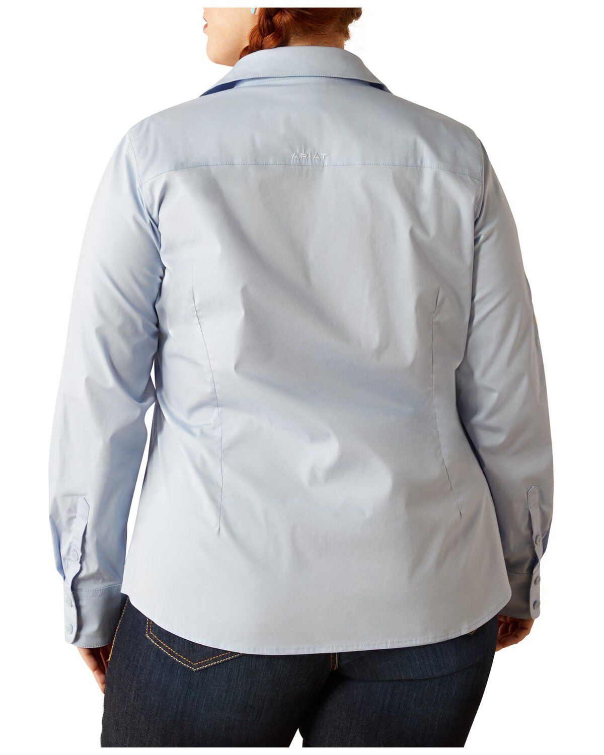 Image #2 - Ariat Women's Team Kirby Embroidered Long Sleeve Button-Down Stretch Western Shirt - Plus, Light Blue, hi-res
