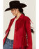 Image #2 - Powder River Outfitters Women's Faux Suede Fringe Jacket, Red, hi-res