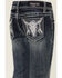 Image #2 - Grace in LA Girls' Medium Wash Longhorn Skull Stretch Bootcut Jeans, Medium Wash, hi-res
