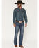 Image #1 - Cody James Men's Wolfstooth Wash Duke Relaxed Bootcut Stretch Denim Jeans, Blue, hi-res