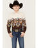 Image #1 - Panhandle Boys' Southwestern Border Print Long Sleeve Snap Shirt, Natural, hi-res