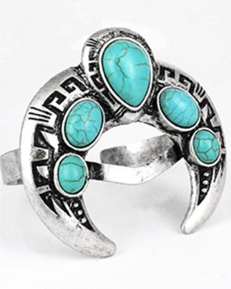 Shyanne Women's Turquoise Stone Horn Shape Cuff , Silver, hi-res