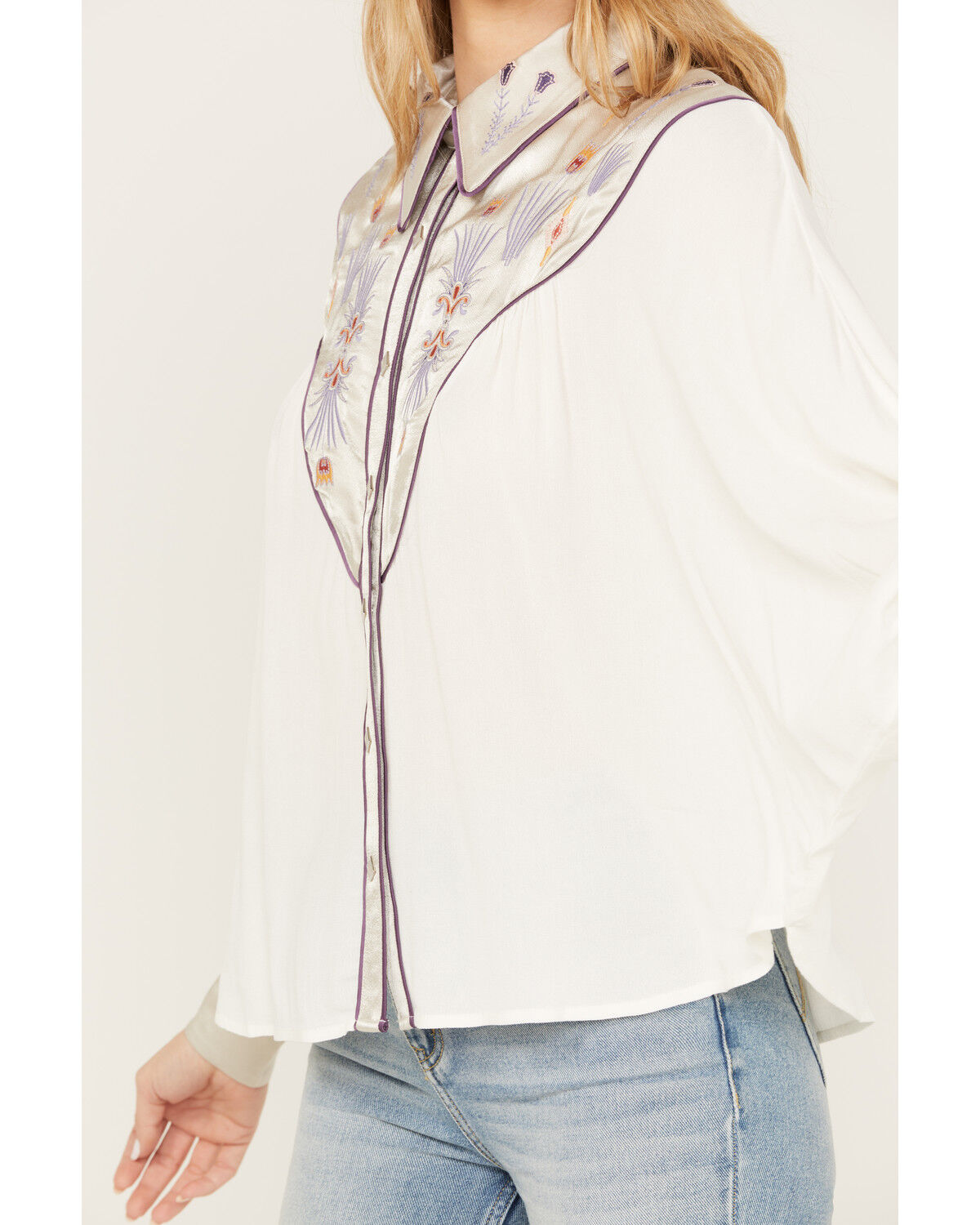 Image #3 - Shyanne Women's Blocked Western Shirt, White, hi-res