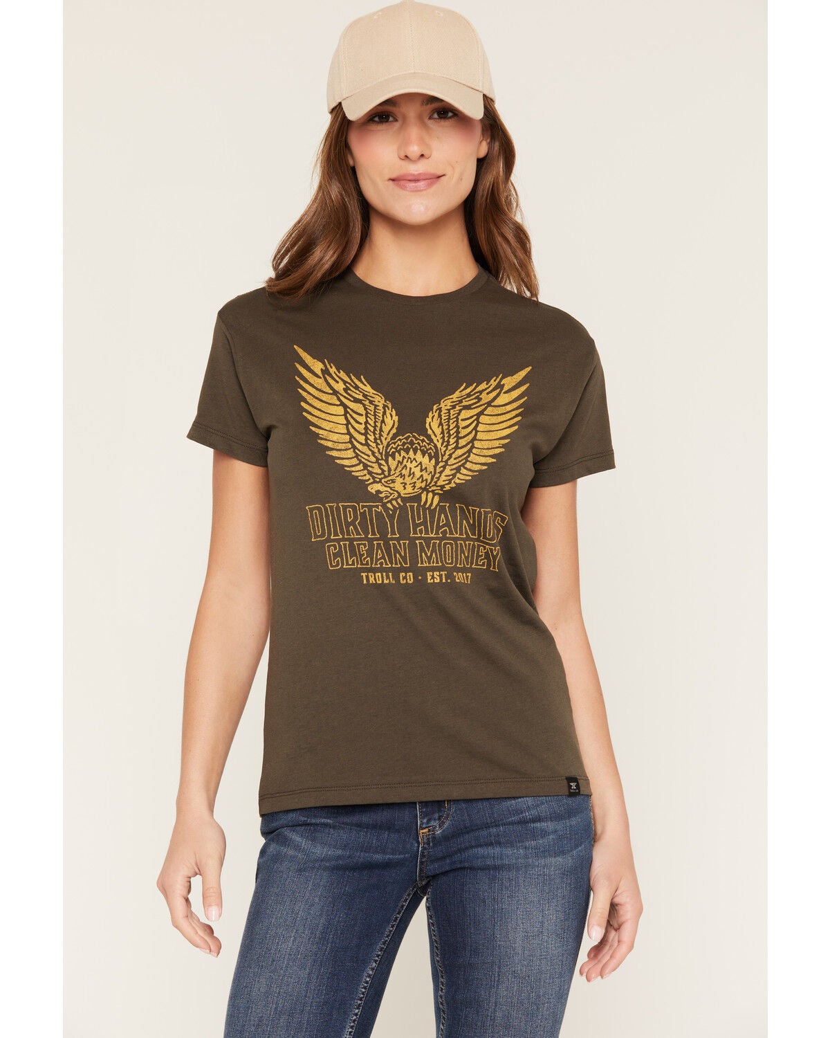 Image #1 - Troll Co Women's DHCM Grounded Short Sleeve Graphic Work Tee, Black, hi-res