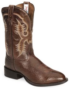 Tony Lama Chocolate Stockman Cowboy Boots - Round Toe, Chocolate, hi-res