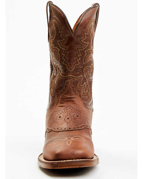 Dan Post Men's Embroidered Western Boots - Broad Square Toe , Medium Brown, hi-res
