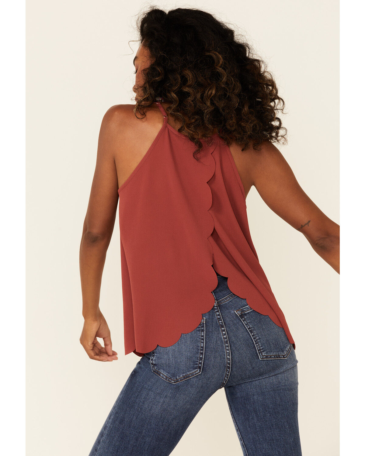 Image #3 - Moa Moa Women's Rust Copper High Neck Scallop Edge Tank Top , , hi-res