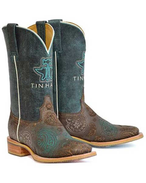 Tin Haul Women's Paisley Breeze Western Boots - Broad Square Toe, Brown, hi-res