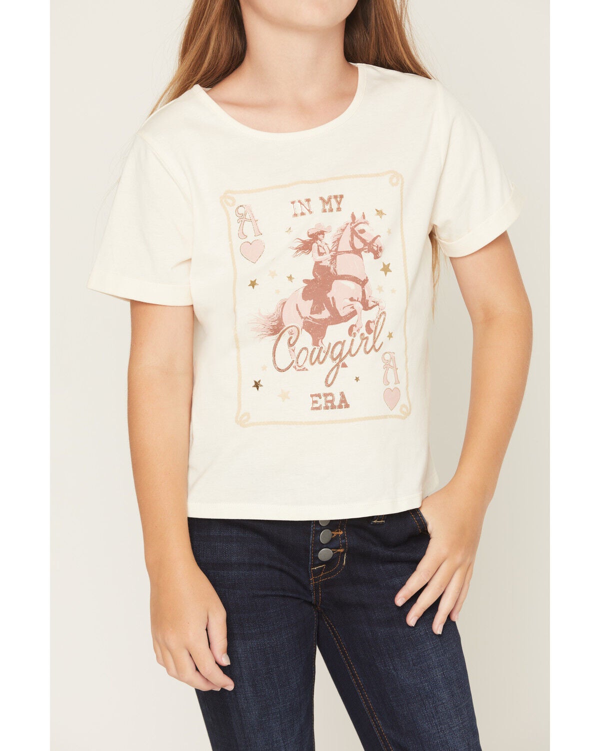 Image #3 - Buttercup Girls' In My Cowgirl Era Short Sleeve Graphic Tee, Off White, hi-res