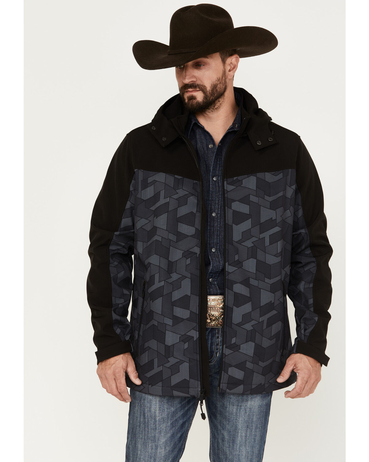Image #1 - RANK 45® Men's Barrier Hooded Softshell Jacket, Charcoal, hi-res