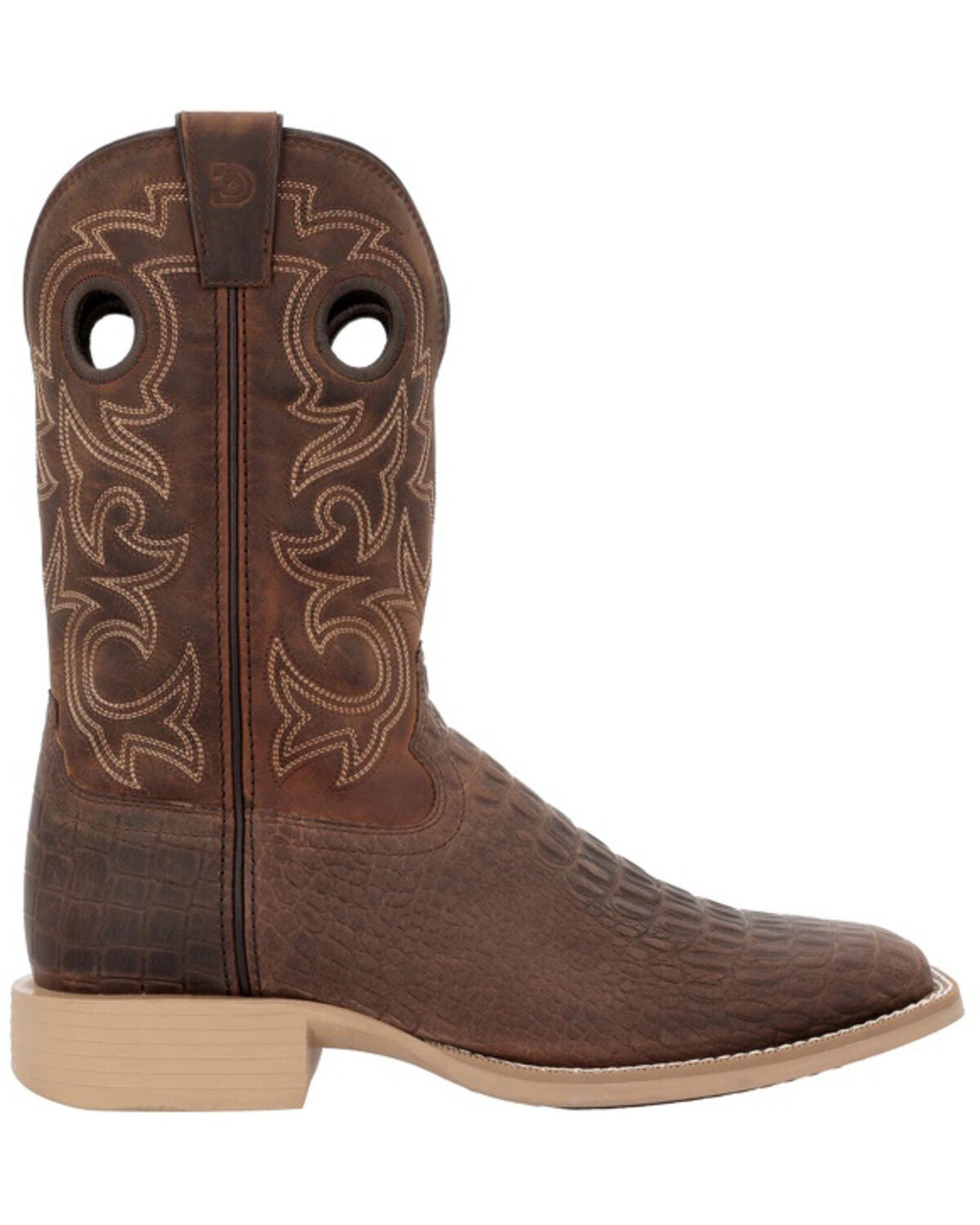 Image #2 - Durango Men's Shyloh Croc Print Performance Western Boots - Broad Square Toe, Brown, hi-res