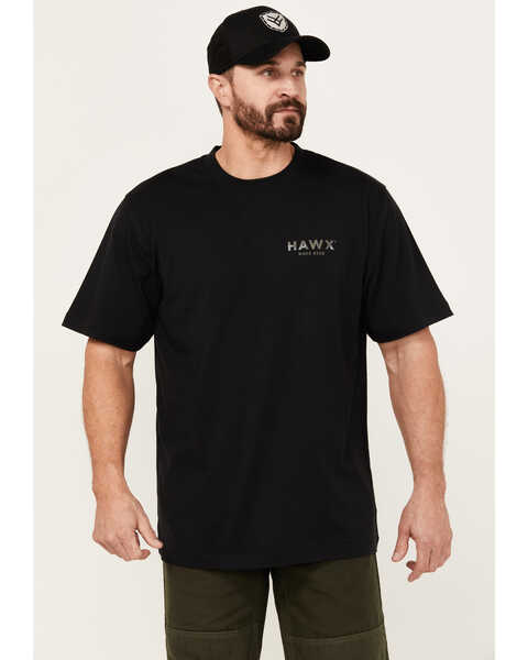 Hawx Men's Camo Logo Short Sleeve Graphic Work T-Shirt , Black, hi-res