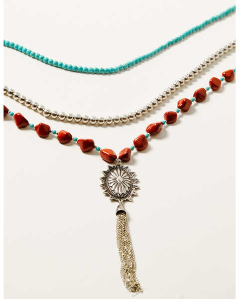 Image #1 - Shyanne Women's Canyon Sunset Concho Tassel Necklace, Silver, hi-res