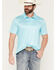 Image #1 - Panhandle Slim Men's Medallion Print Short Sleeve Pearl Snap Performance Polo, Turquoise, hi-res