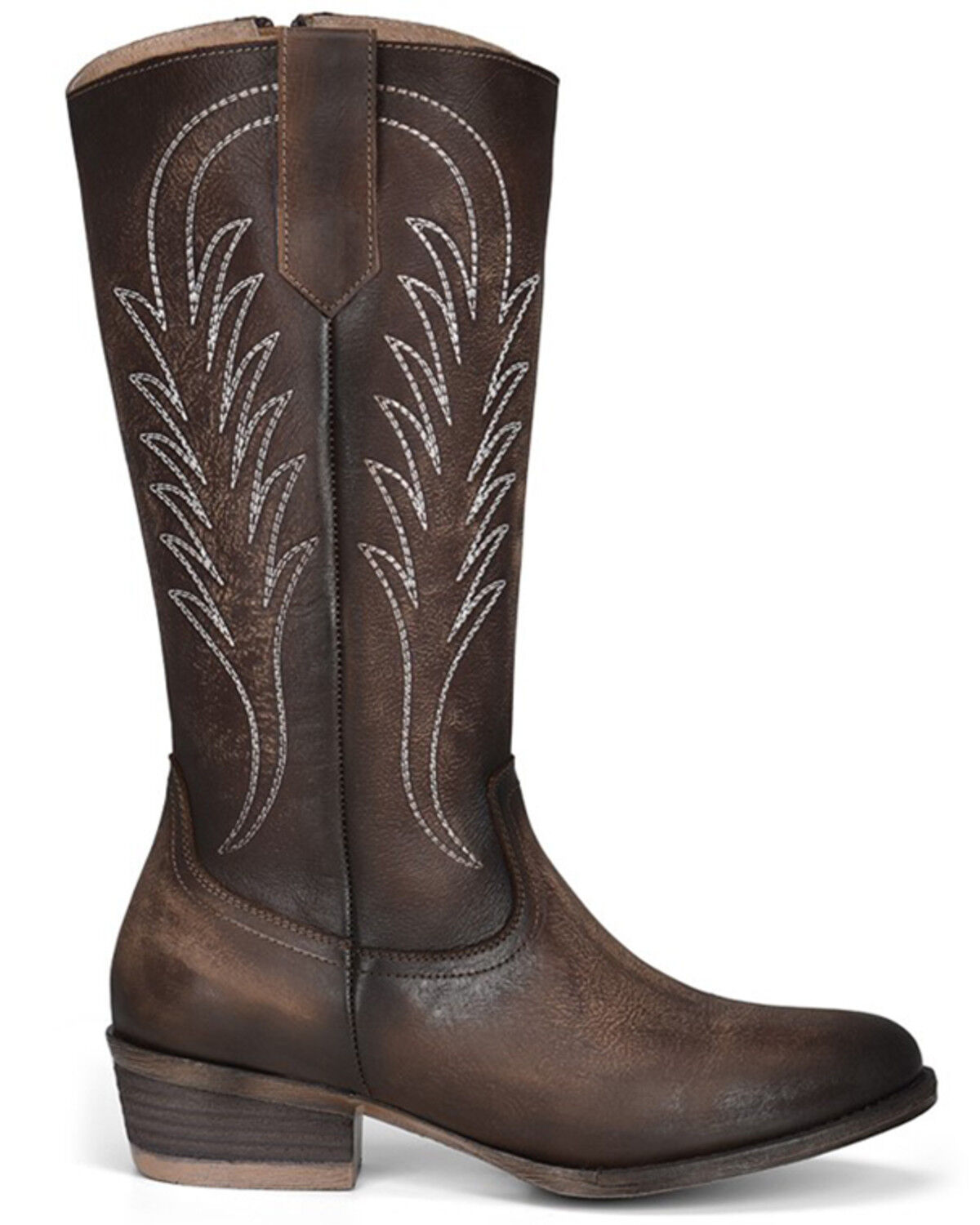 Image #2 - Circle G Women's Tobacco Embroidery Zip Leather Western Boot - Round Toe, Dark Brown, hi-res