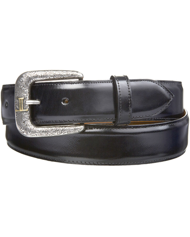 Lucchese Men's Smooth Black Goat Leather Belt, Black, hi-res
